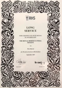 Pete Basset RHS Long Service Award  40 years